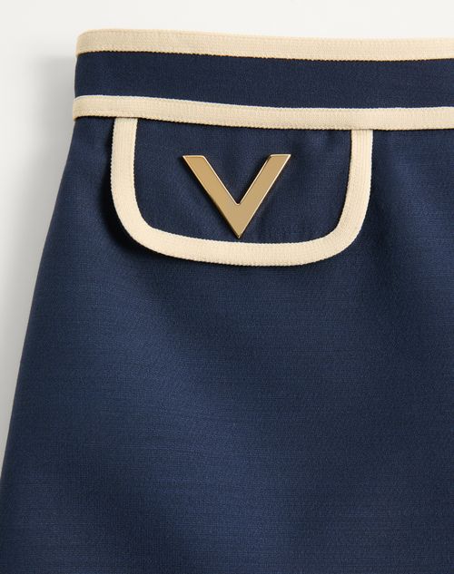 Valentino - Crepe Couture Shorts - Indigo/birch - Woman - Trousers And Shorts